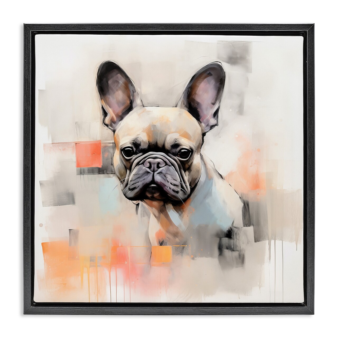 Stupell Industries French Bulldog Abstract Framed Floater Canvas Wall Art